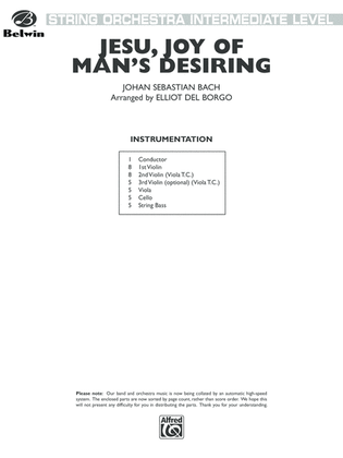 Book cover for Jesu, Joy of Man's Desiring: Score