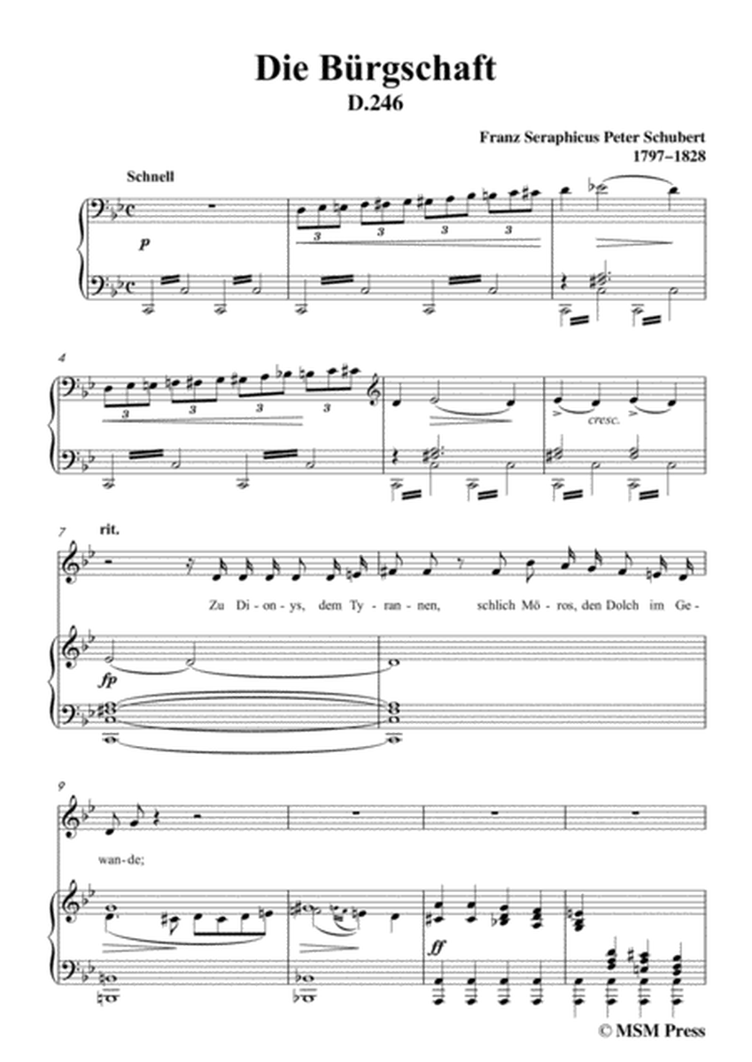 Schubert-Die Bürgschaft(The Bond),D.246,in g minor,for Voice&Piano image number null