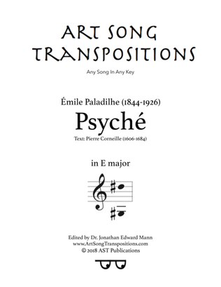 Book cover for PALADILHE: Psyché (transposed to E major)