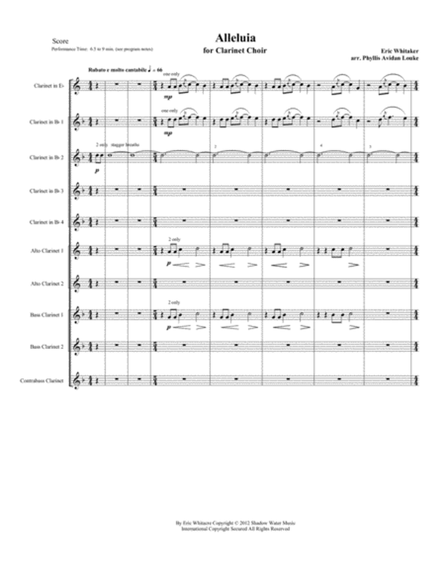 Alleluia by Eric Whitacre for CLARINET CHOIR image number null