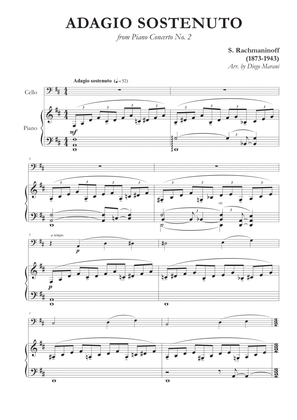Book cover for Adagio Sostenuto from "Piano Concerto No. 2" for Cello and Piano