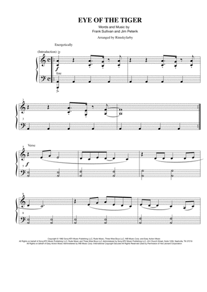 Survivor - Eye of the Tiger - For Trumpet Sheet music for Piano (Solo) Easy