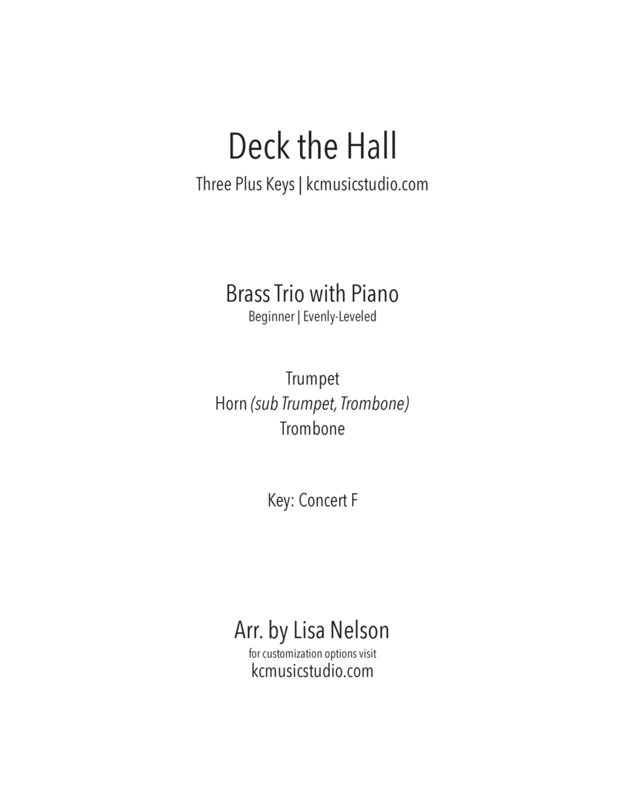 Deck The Halls Brass Trio with Piano Accompaniment image number null