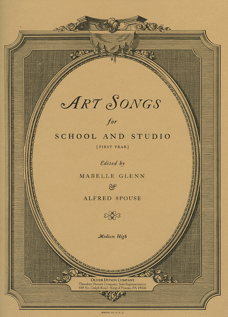 Art Songs for School and Studio