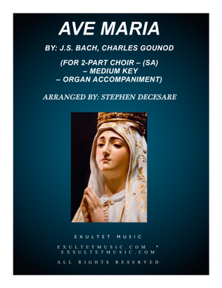 Book cover for Ave Maria (for 2-part choir - (SA) - Medium Key - Organ Accompaniment)
