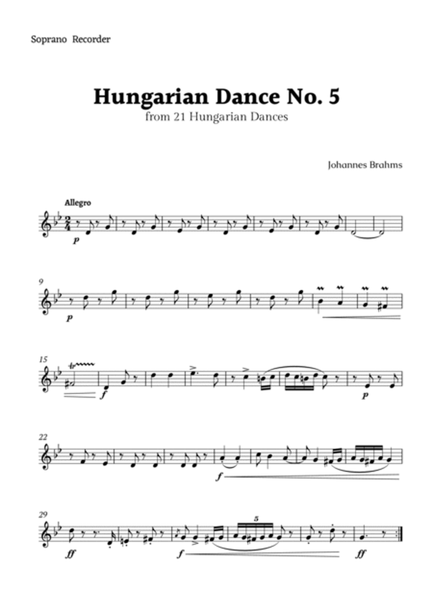 Hungarian Dance No. 5 by Brahms for Recorder Quartet image number null