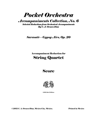 Book cover for Sarasate - Gypsy Airs, Op. 20 for Violin and String Quartet (Reduction of the Original Accompaniment