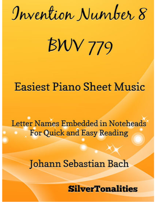 Book cover for Invention Number 8 BWV 779 Easiest Piano Sheet Music