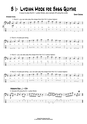 Bb Lydian Mode for Bass Guitar (4 Ways to Play)