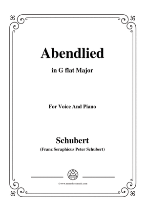 Book cover for Schubert-Abendlied,in G flat Major,for Voice&Piano