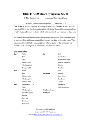 Book cover for Ode To Joy (from Symphony No. 9) (Orchestra/Concert Band Flexible Instrumentation)