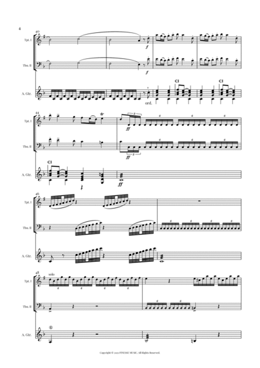 TRIO - Four Seasons Spring (Allegro) for Bb TRUMPET, TROMBONE and ACOUSTIC GUITAR - F Major image number null