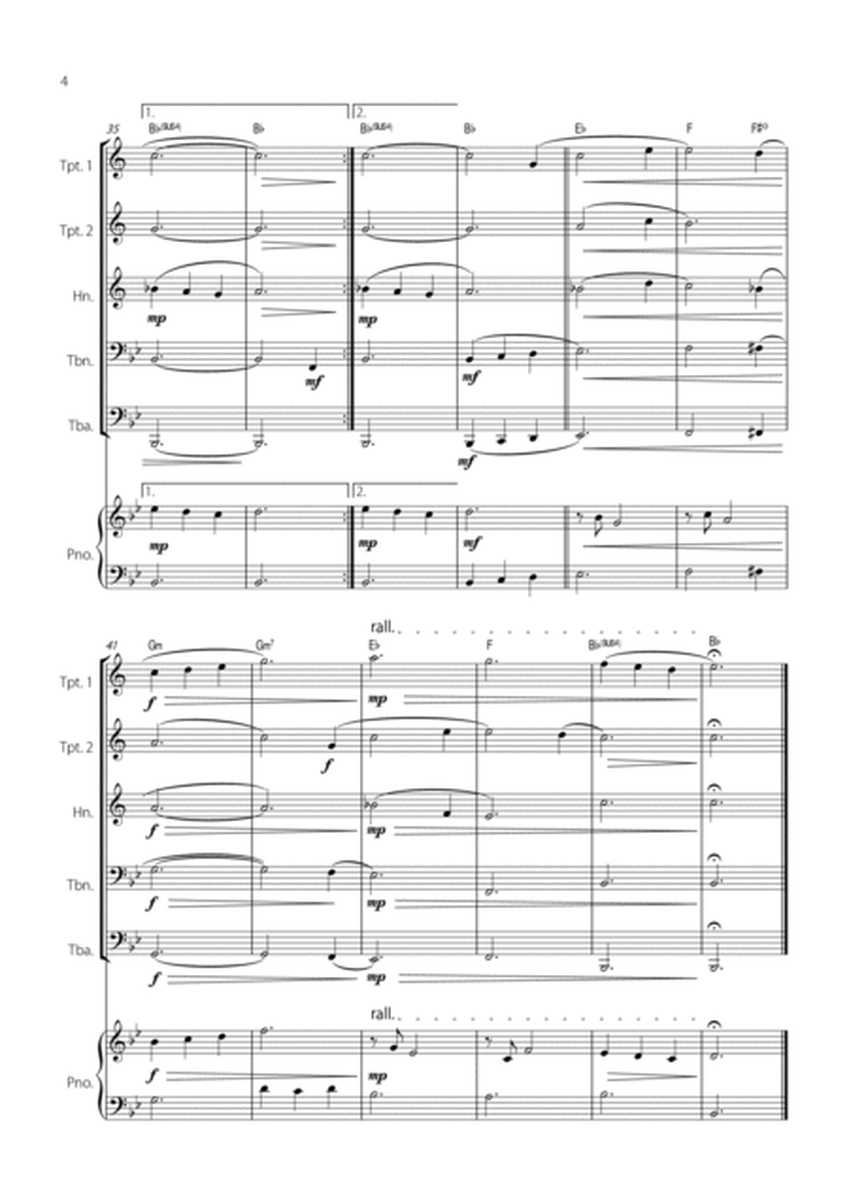 "Amazing Grace" - Beautiful EASY version for BRASS QUINTET and PIANO. image number null