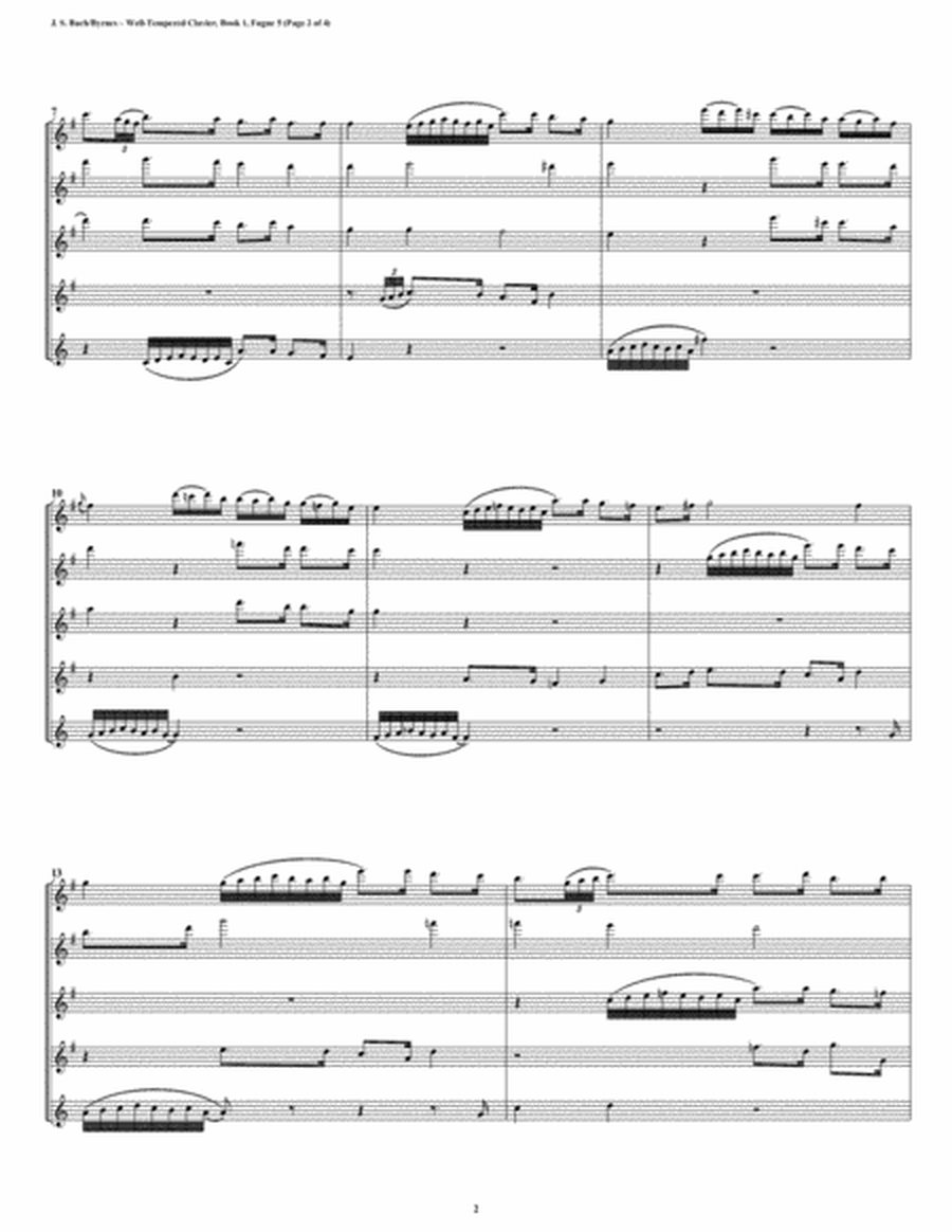 Fugue 05 from Well-Tempered Clavier, Book 1 (Flute Quintet) image number null