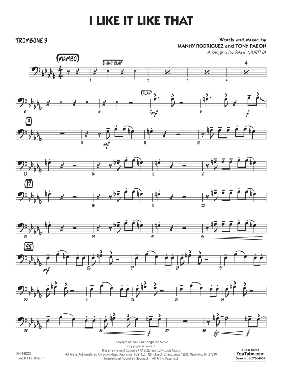 I Like It Like That (arr. Paul Murtha) - Trombone 3 by Paul Murtha Jazz Ensemble - Digital Sheet Music