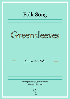 Book cover for Greensleeves - Guitar Solo - W/Chords (Full Score)