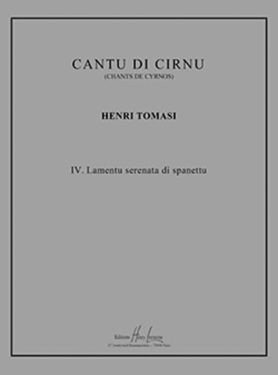 Cantu di Cirnu No. 4 Lamentu serenata di spanettu