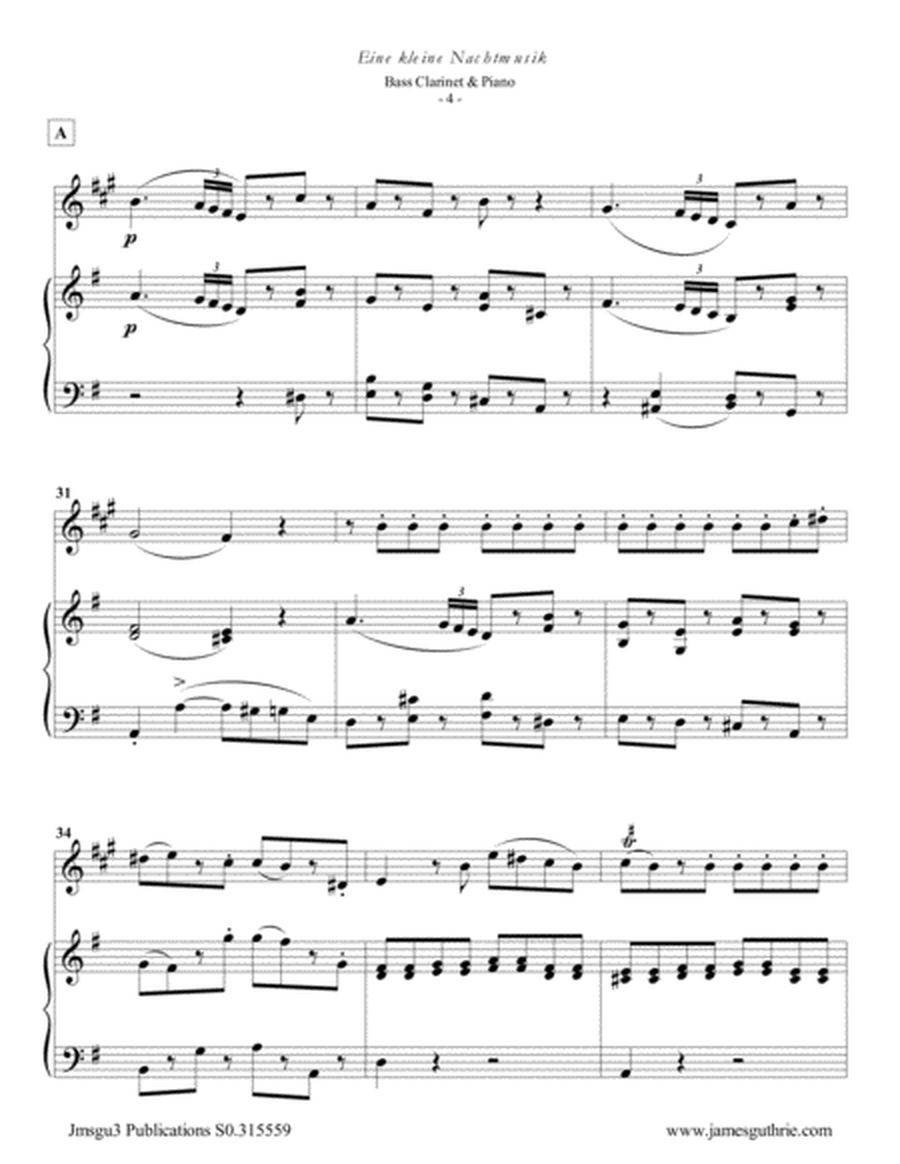 Mozart: Eine kleine Nachtmusik for Bass Clarinet & piano image number null