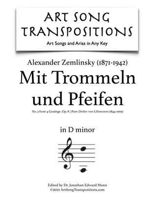 Book cover for ZEMLINSKY: Mit Trommeln und Pfeifen, Op. 8 no. 3 (transposed to D minor)
