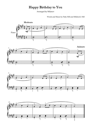 Book cover for Happy Birthday to You Piano in A Easy Intermediate Fingering