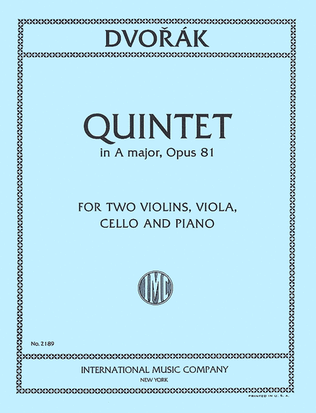 Book cover for Quintet In A Major, Opus 81