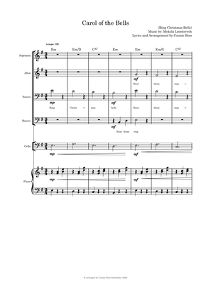 Book cover for Carol of the Bells (Hear Them Ring) - SATB cello and piano with parts