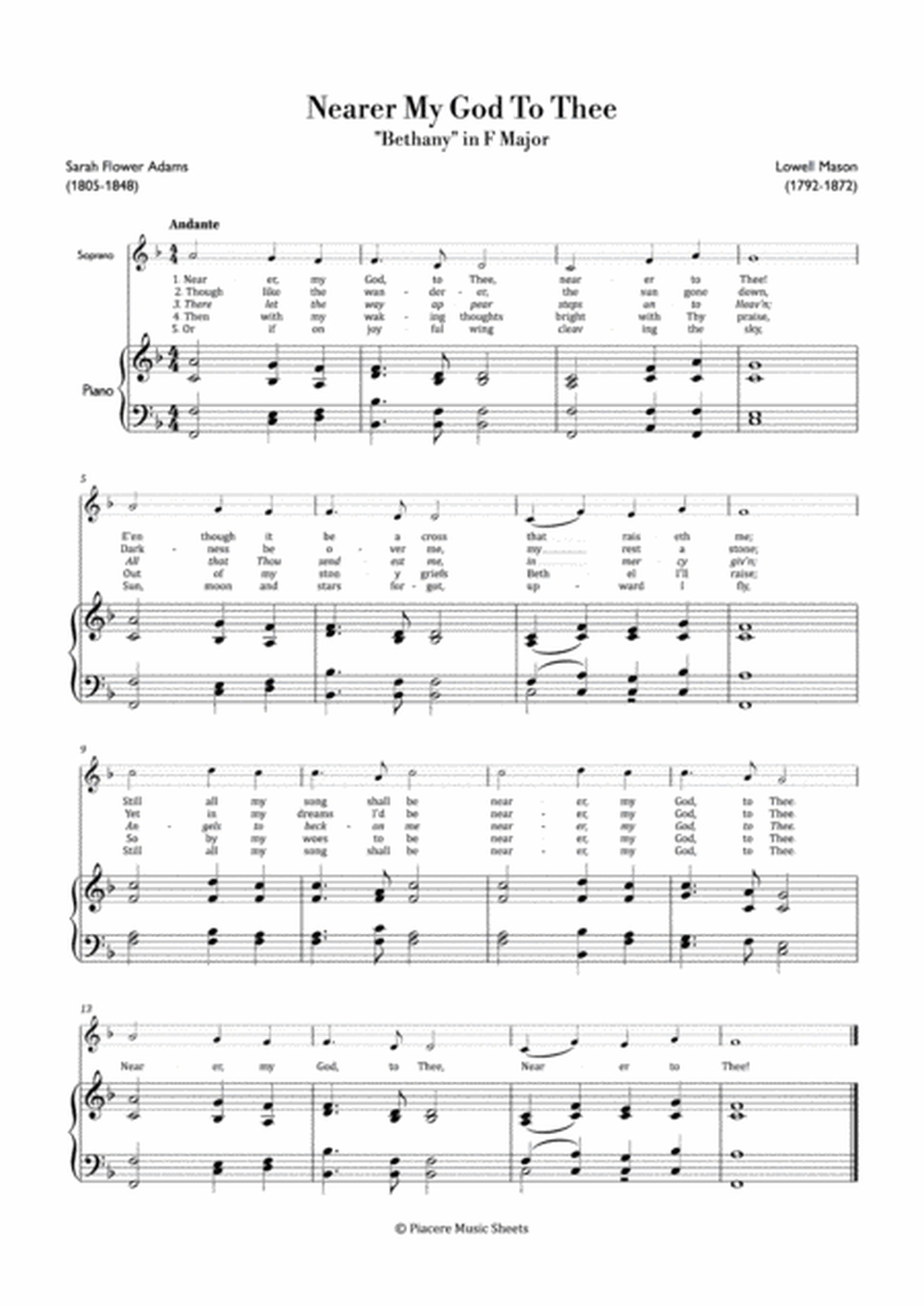 Mason - Nearer My God To Thee (Bethany) for Soprano & Piano - Easy image number null