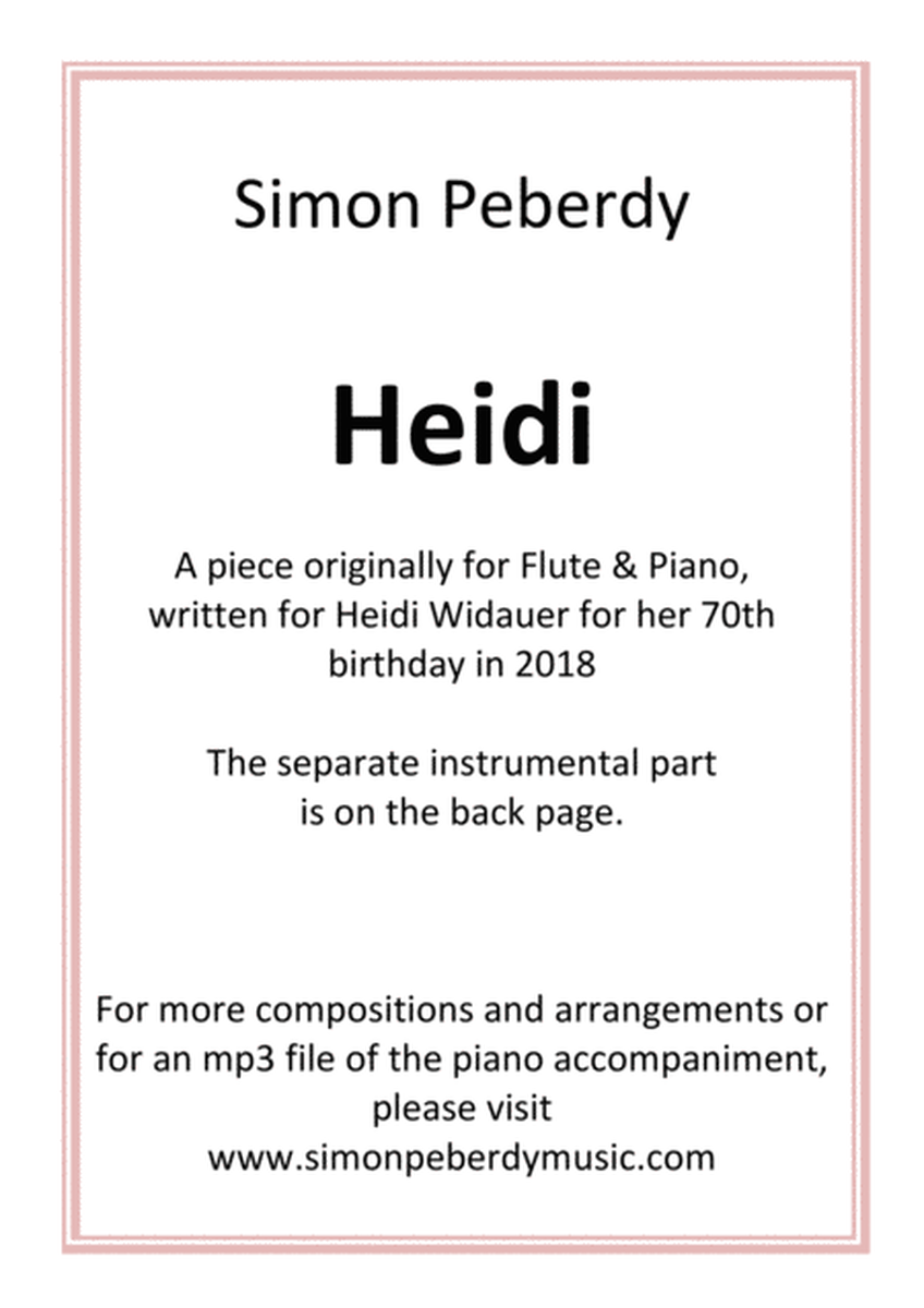 Heidi, for Clarinet and Piano by Simon Peberdy image number null