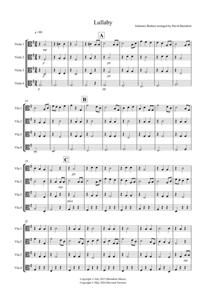 Brahms Lullaby for Viola Quartet