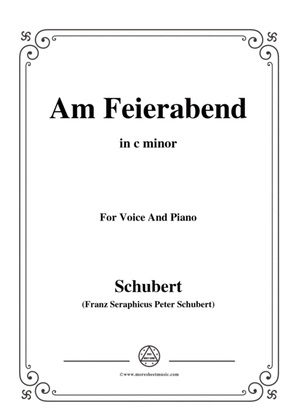 Book cover for Schubert-Am Feierabend,from 'Die Schöne Müllerin',Op.25 No.5,in c minor,for Voice&Piano