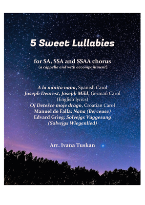 Book cover for 5 Sweet Lullabies for SA, SSA, SSAA