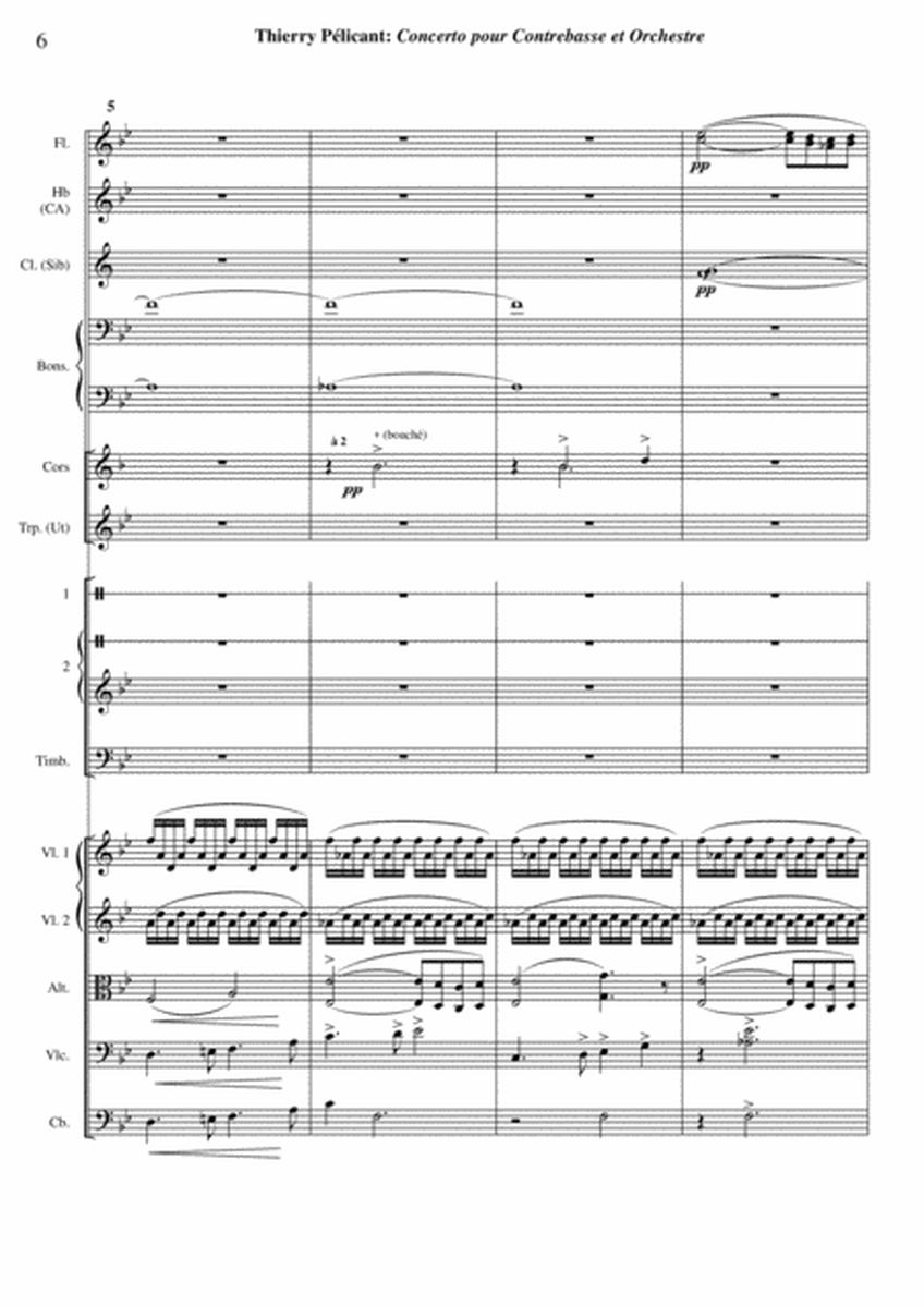 Thierry Pélicant: Concerto for contrabass and orchestra, score only image number null