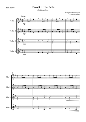 Carol Of The Bells (Christmas Song) for Violin Quartet