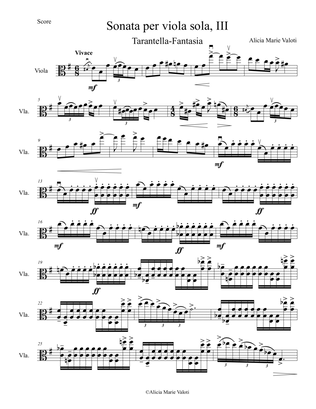 Sonata per viola sola, III: Tarantella-Fantasia