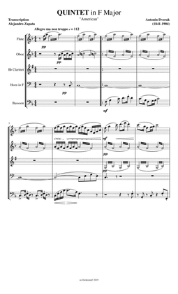 Book cover for I. Allegro ma non troppo (String Quartet No. 12 in F Major, Op. 96 "American") for Wind Quintet
