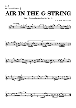 Air on the G string in D, BWV 1068 (accompanied) - for C instruments in treble clef