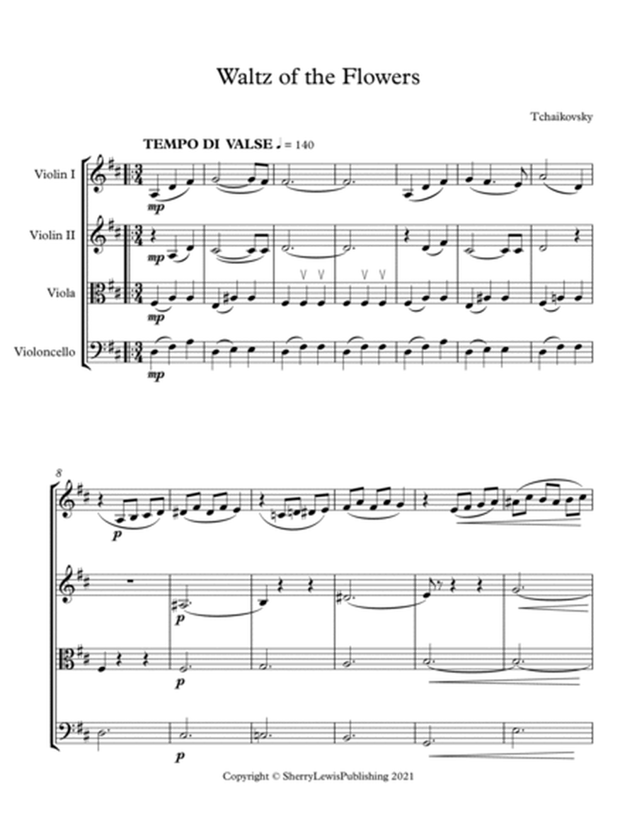WALTZ OF THE FLOWERS from The Nutcracker, String Quartet, Early Intermediate Level for 2 violins, v String Quartet - Digital Sheet Music