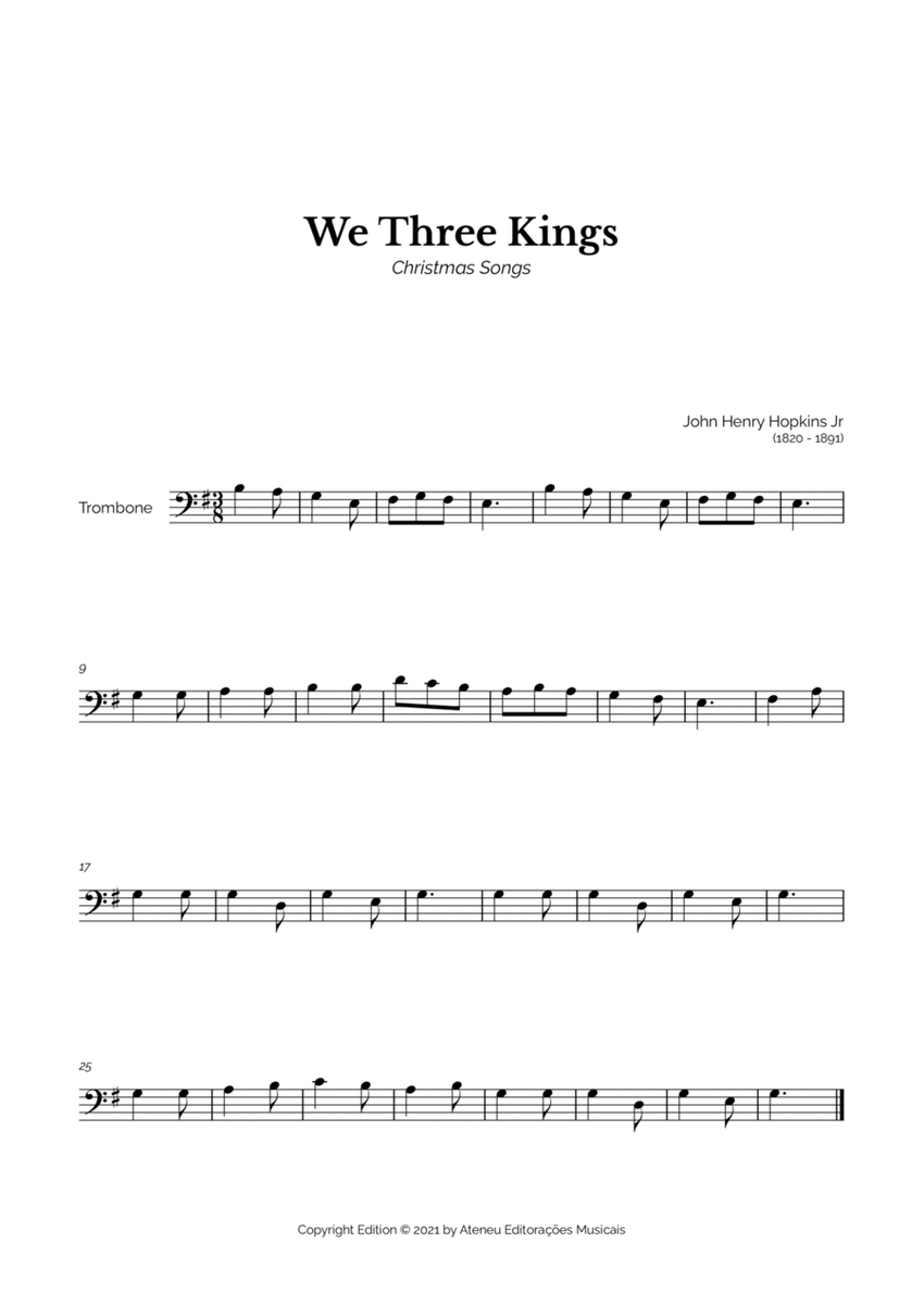 We Three Kings for Easy Trombone Solo image number null