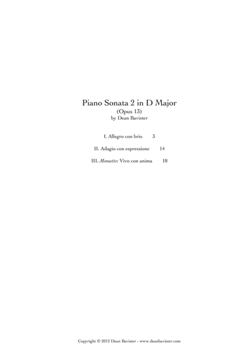 Piano Sonata 2 in D Major (Opus 13) image number null