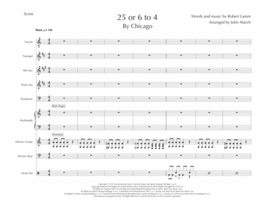 25 Or 6 To 4 by Chicago Large Ensemble - Digital Sheet Music