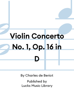 Book cover for Violin Concerto No. 1, Op. 16 in D