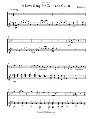 Book cover for A Love Song for Cello and Guitar - Score and Parts