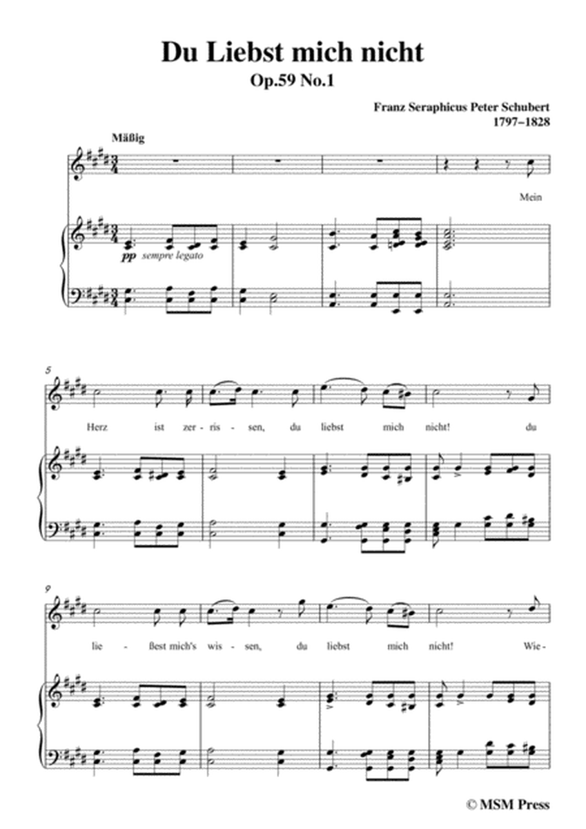Schubert-Du Liebst mich nicht,Op.59 No.1,in c sharp minor,for Voice&Piano image number null
