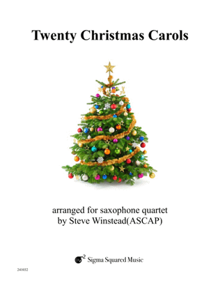 Book cover for Twenty Christmas Carols for Saxophone Quartet