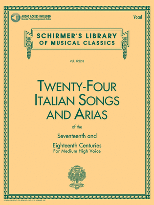 24 Italian Songs & Arias of the 17th & 18th Centuries