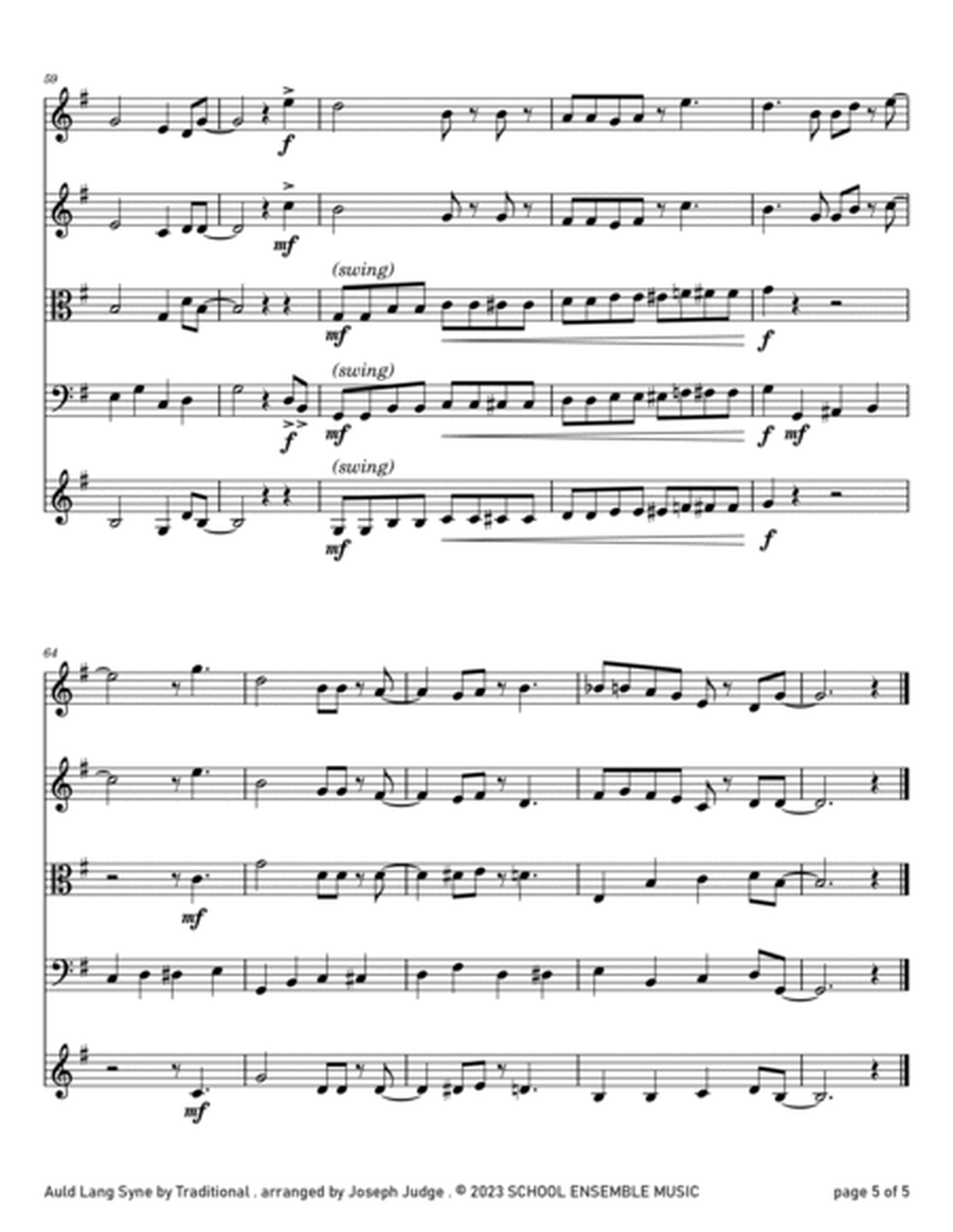 Auld Lang Syne for String Quartet in Schools image number null
