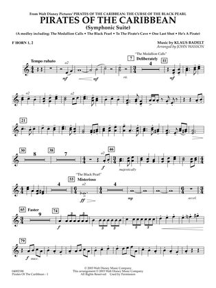 Book cover for Pirates Of The Caribbean (Symphonic Suite) (arr. John Wasson) - F Horn 1 & 2