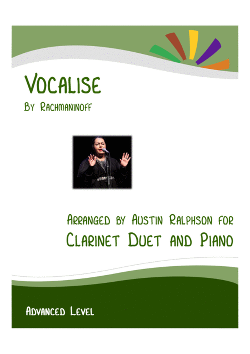 Vocalise (Rachmaninoff) - clarinet duet and piano with FREE BACKING TRACK image number null