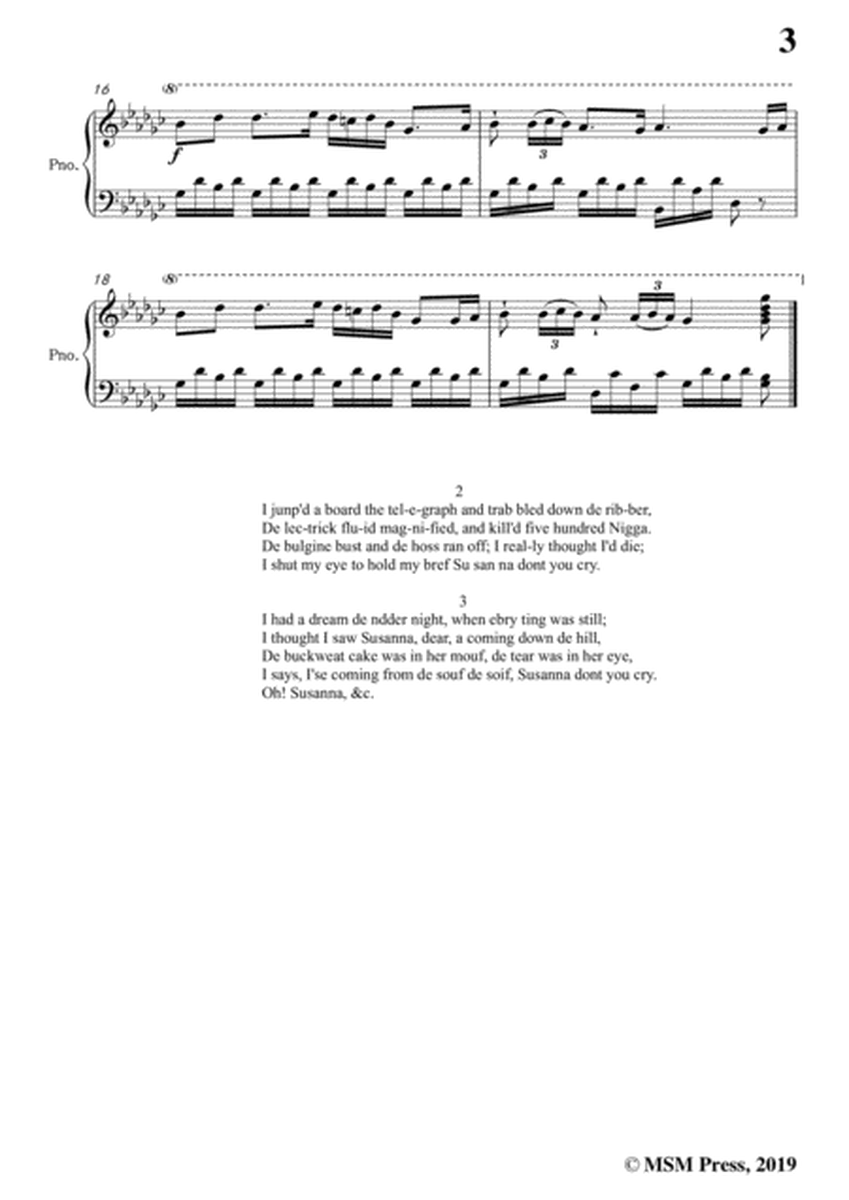 Stephen Collins Foster-Oh!Susanna,in G flat Major,for Voice and Piano image number null