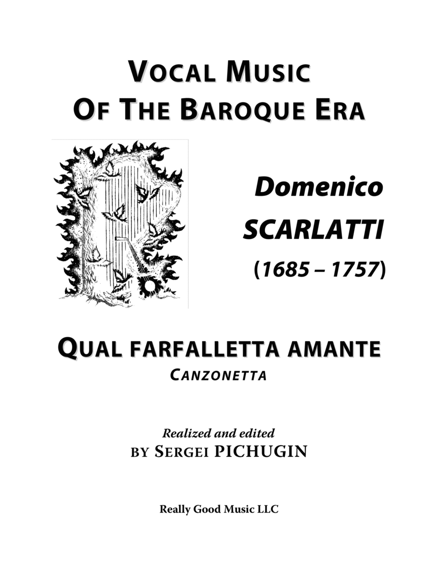SCARLATTI, Domenico: Qual farfalletta amante, canzonetta for Voice and Piano (G minor) image number null